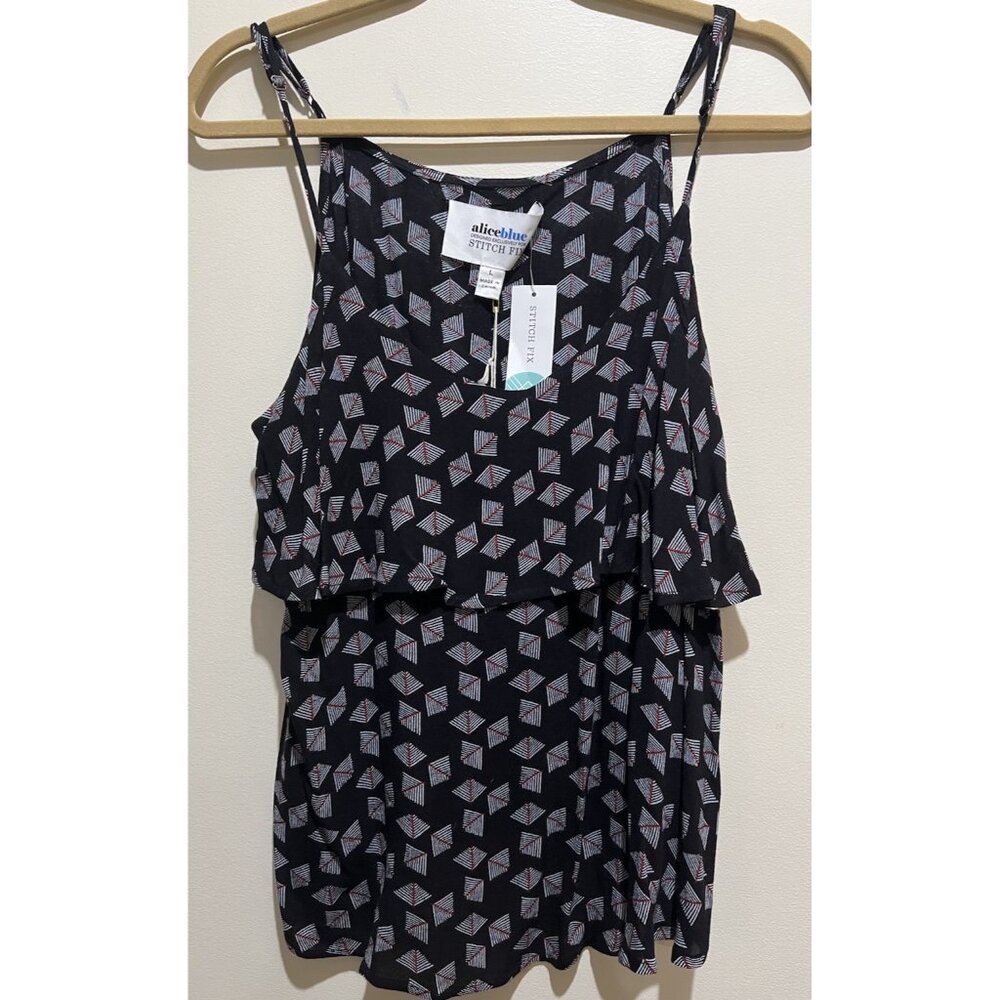Ruffle Tank/Cami Blouse - Large ~ New With Tags ~ Black
